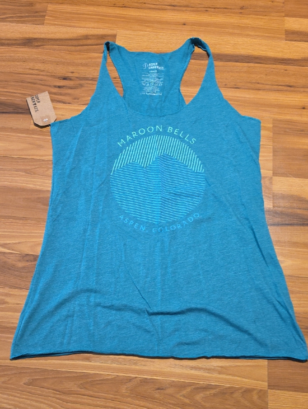 Teal Racerback Tank - Maroon Bells Graphic